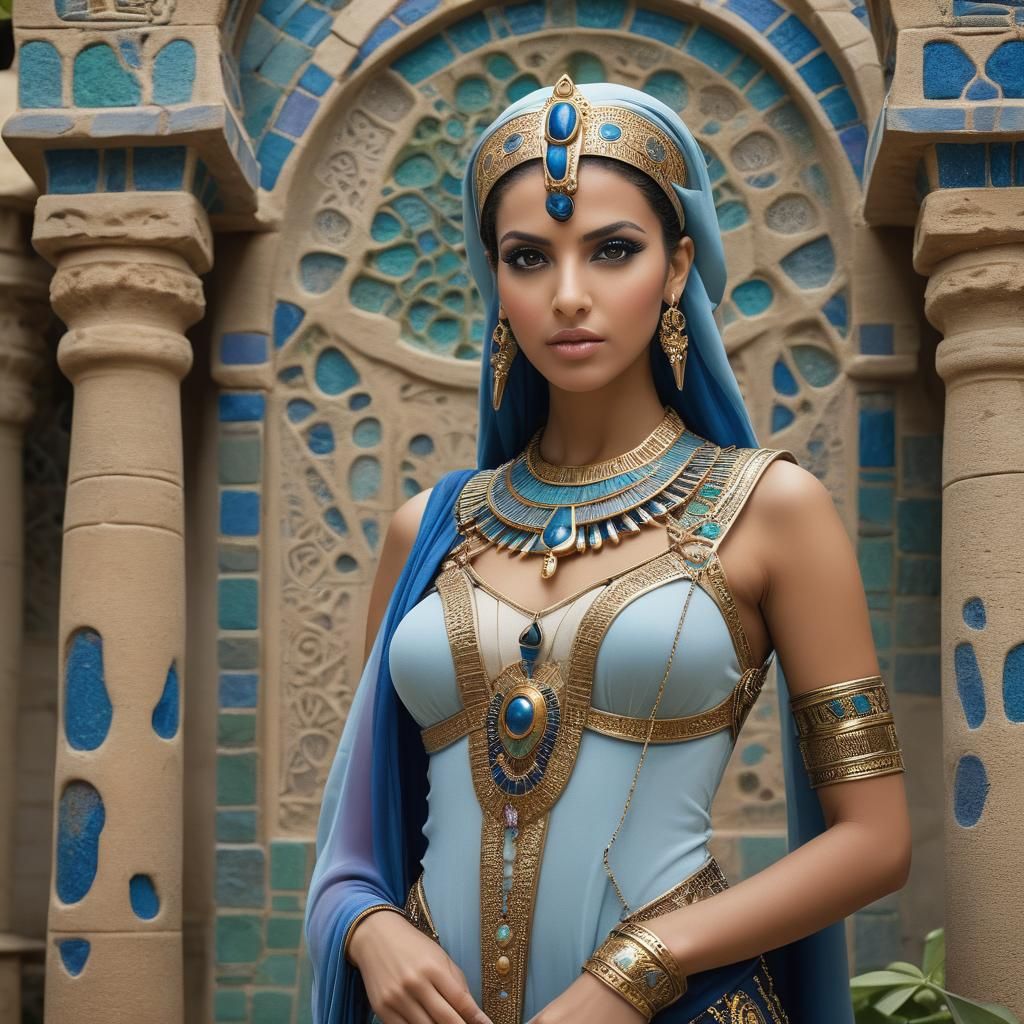 Egyptian Woman Portrait in Temple Garden