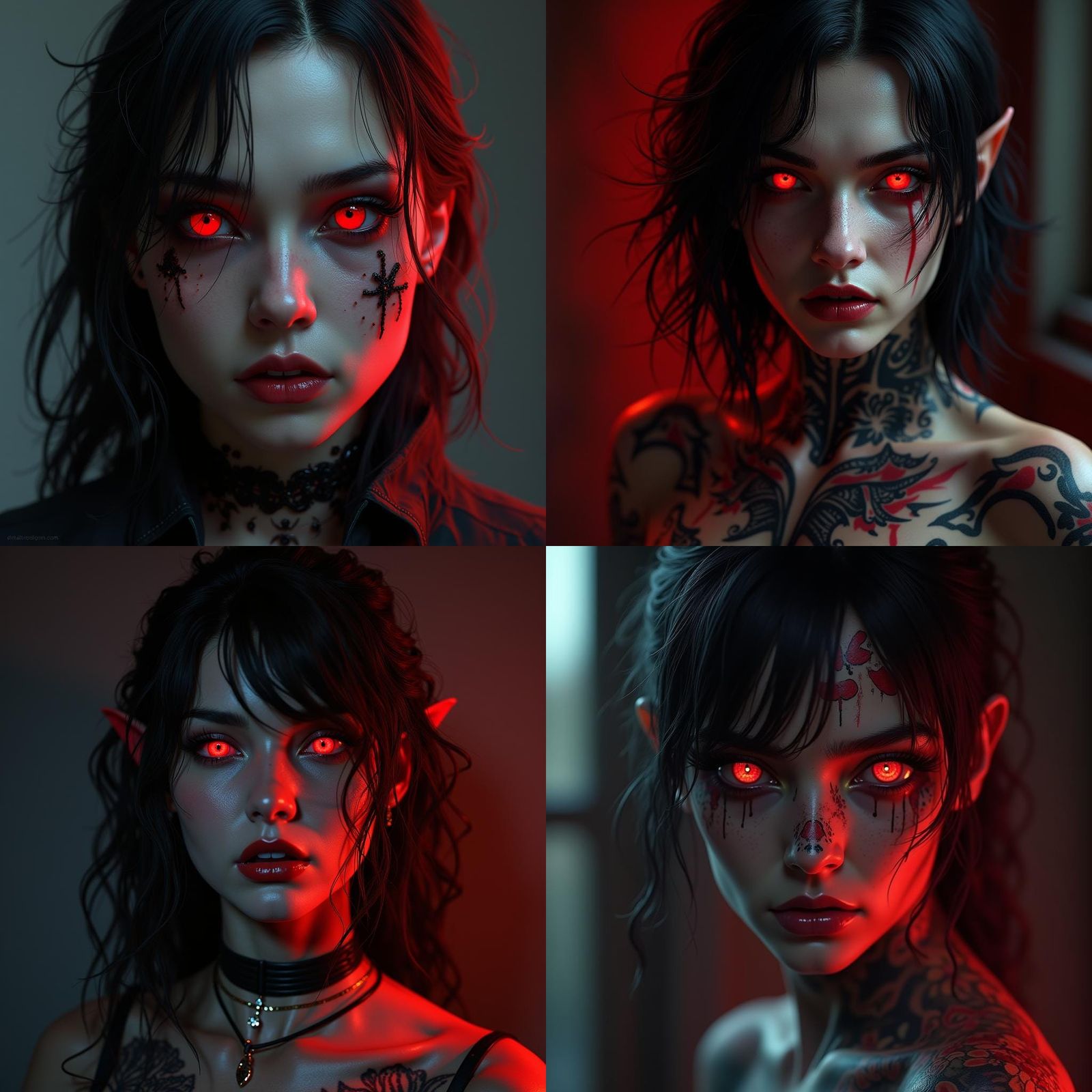 Vampire Portrait in Hyperdetailed Art Nouveau Style