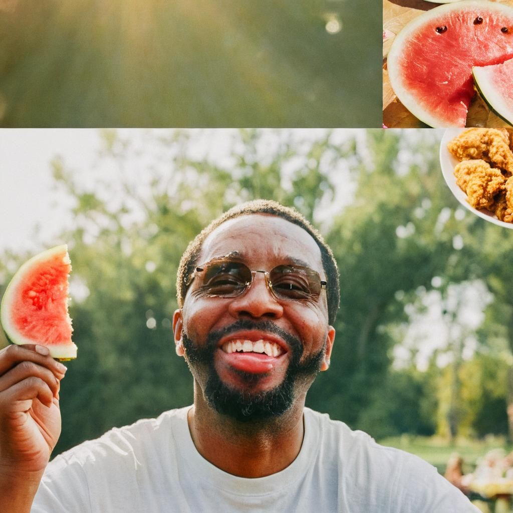Watercolor Portrait of Joyful Picnic Scene