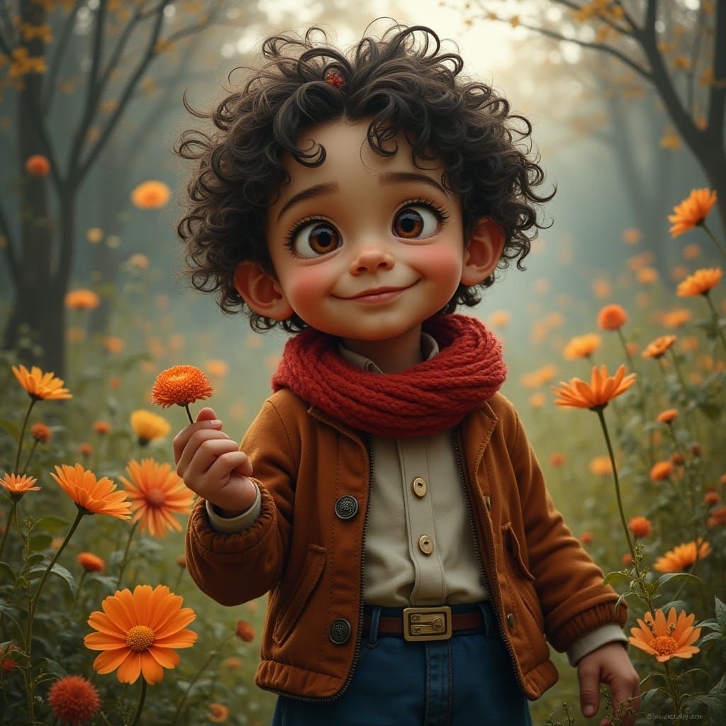 Young Woman in Sunlit Forest, 3D Anime Style