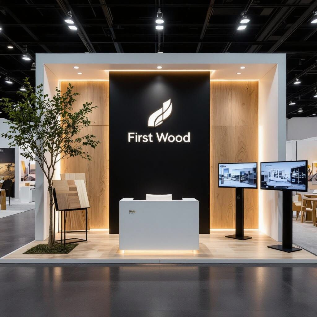 Elegant First Wood Exhibition Booth Design