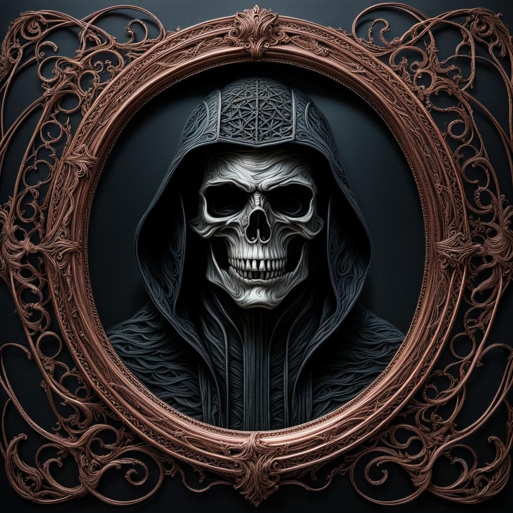 Copper Wire Grim Reaper Mirror Reflection
