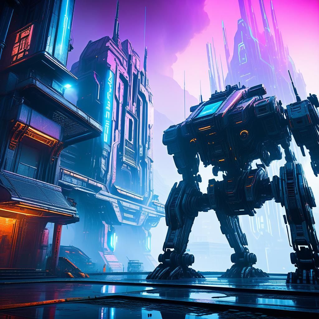 Sci-Fi Spirit World Meets Futuristic Cityscape