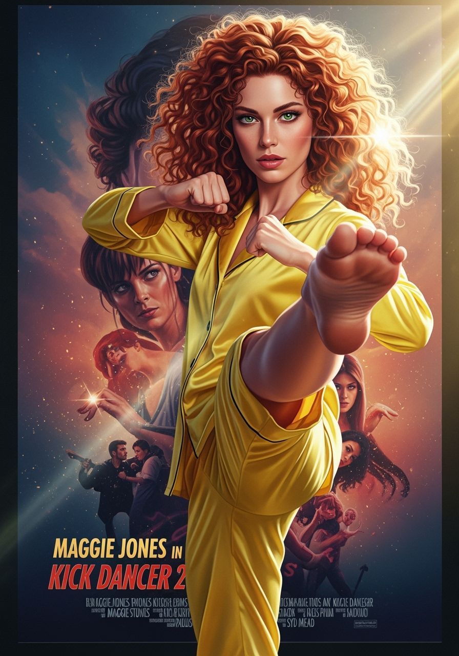 Woman in Pajamas Delivers Karate Kick on Movie Poster