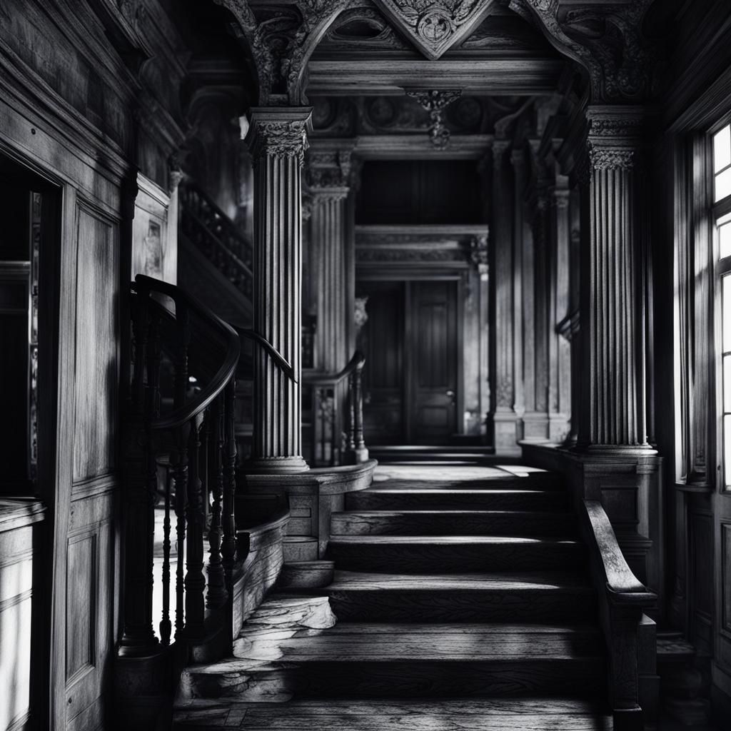 Eerie Haunted House with Ghostly Figure