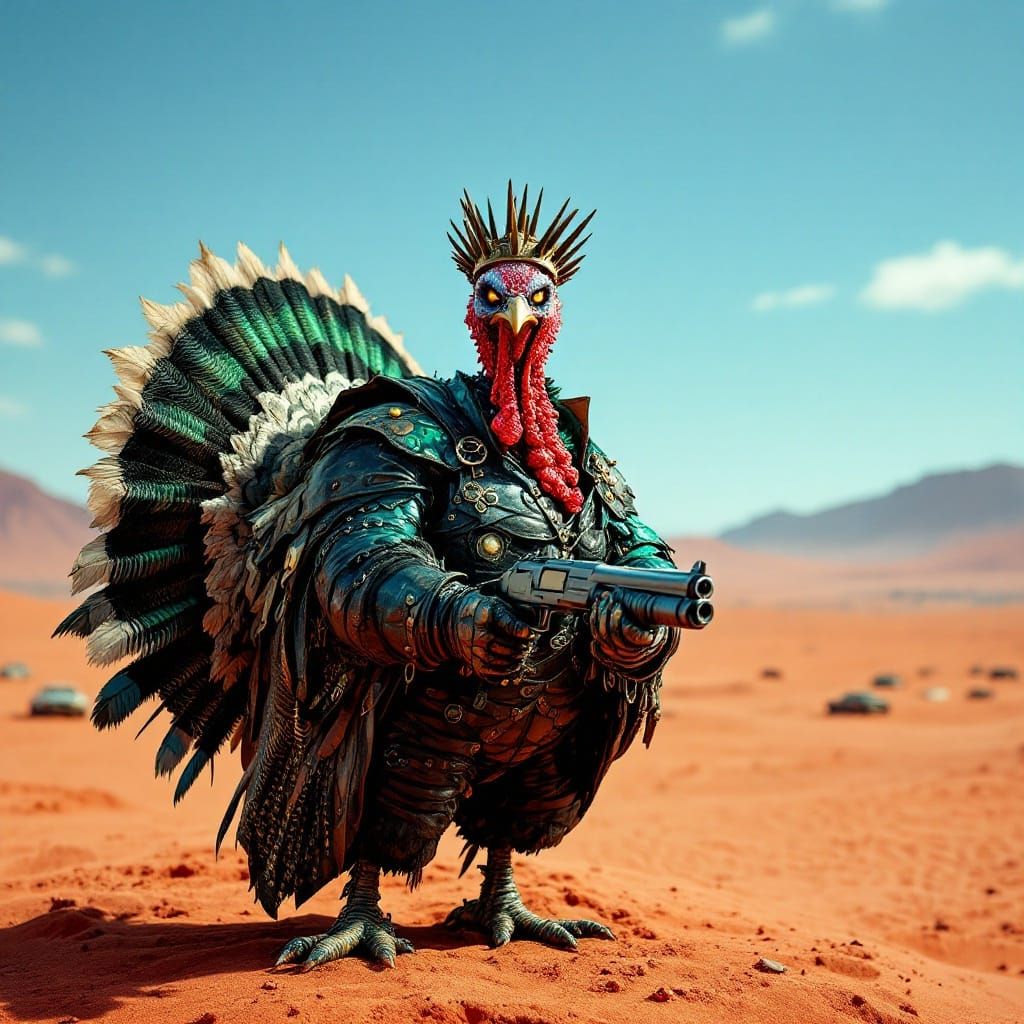 Post-Apocalyptic Turkey Warrior in Wasteland