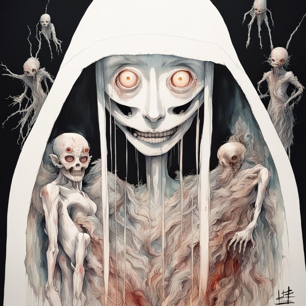 Macabre Cronenberg Monster in Ghibli-Inspired Wasteland