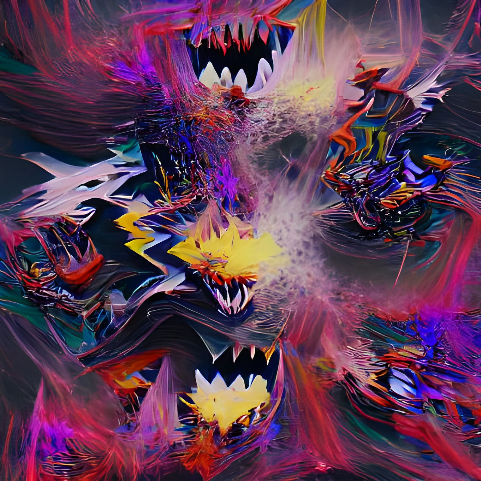 Abstract Chaos: Bold Colors and Dynamic Shapes