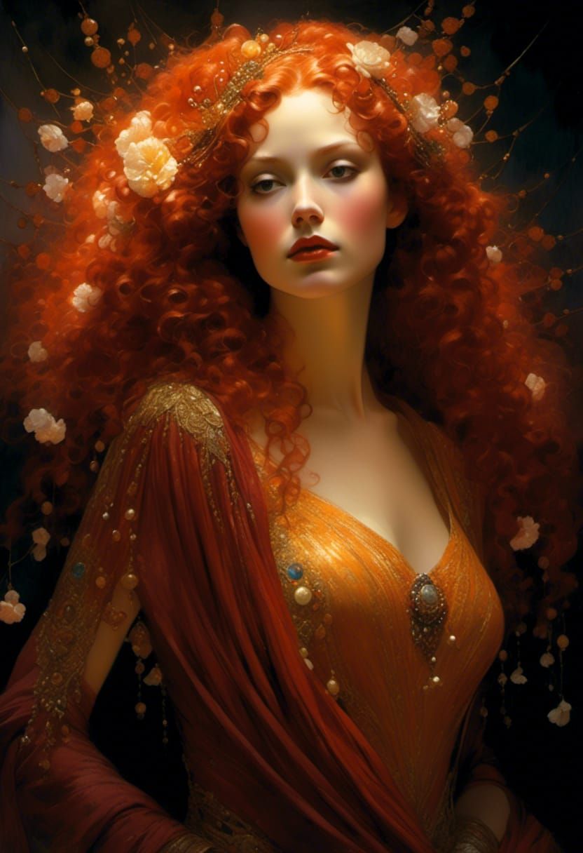 Luminescent Mountain Deity in Cosmic Fairytale Gown