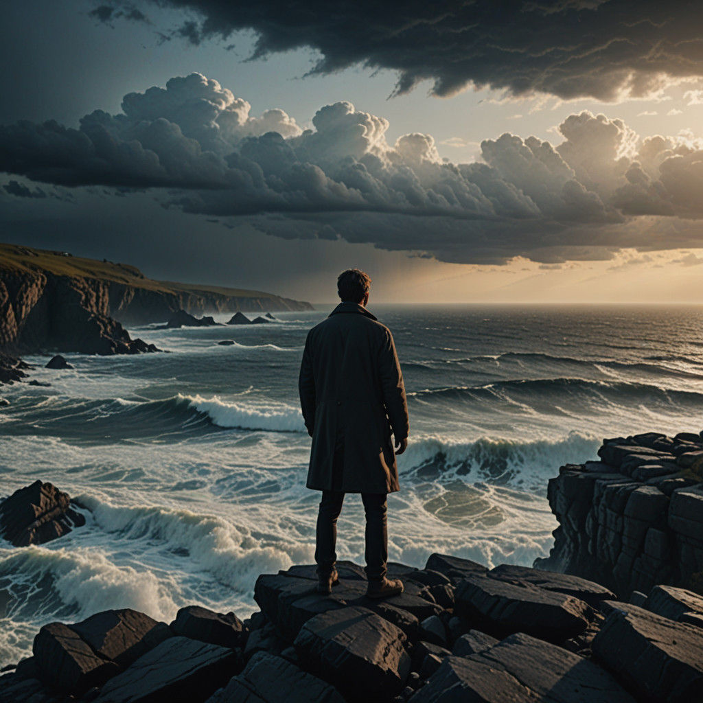 Dramatic Stormy Seascape in Cinematic Film Style