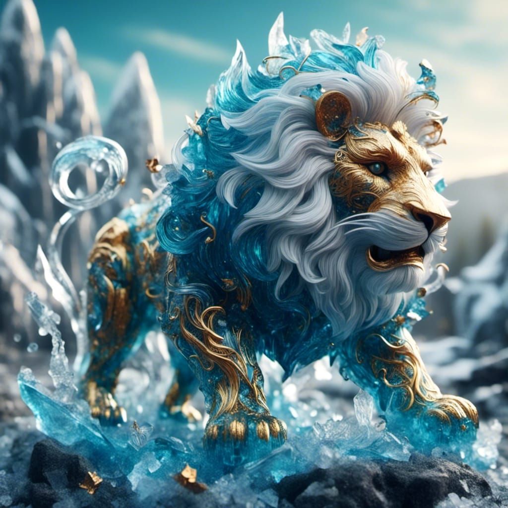 Detailed Lion Matte Painting in Fantasy Concept Art