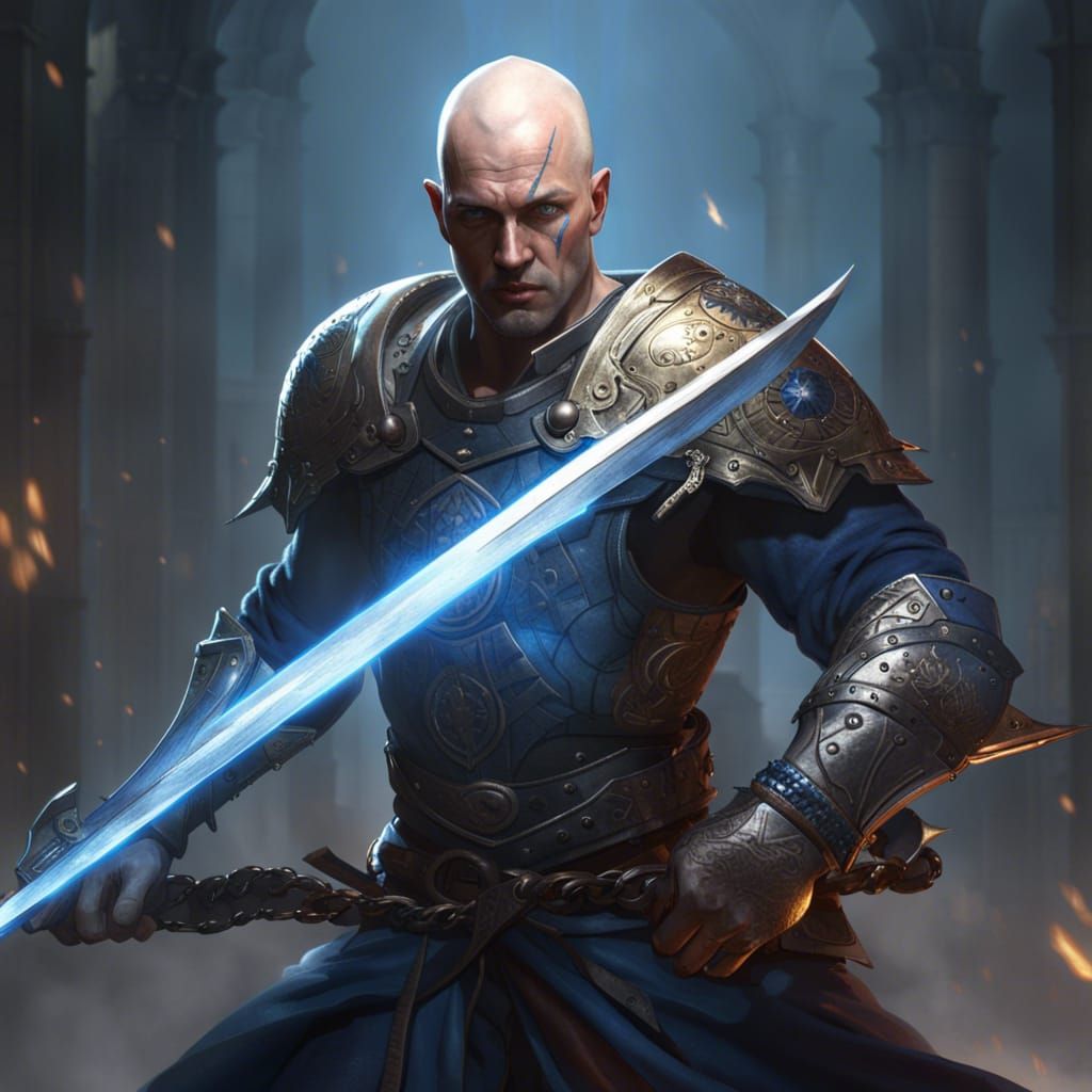 Human Paladin War Veteran in Dark Fantasy Style