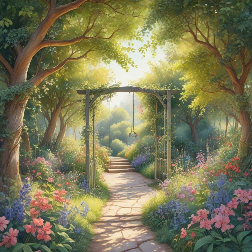 Vivid Secret Garden Watercolor Masterpiece
