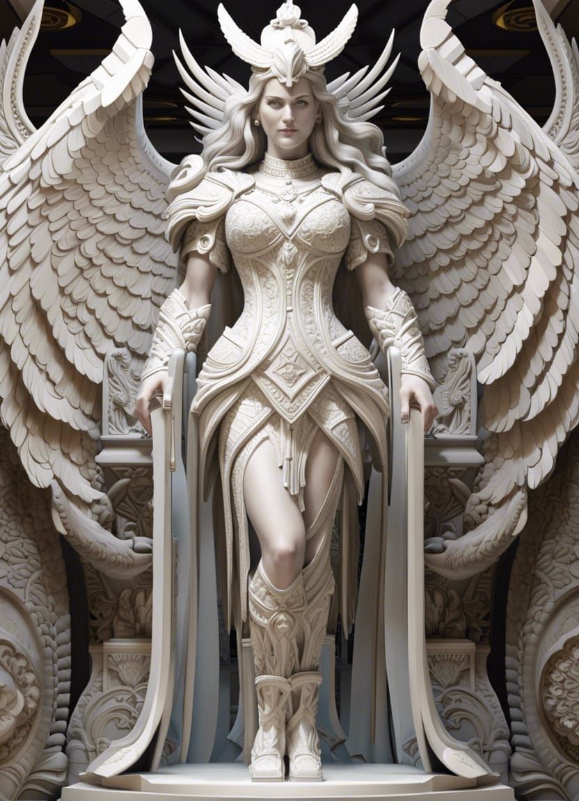 Marble Valkyrie Statue in Rococo Style