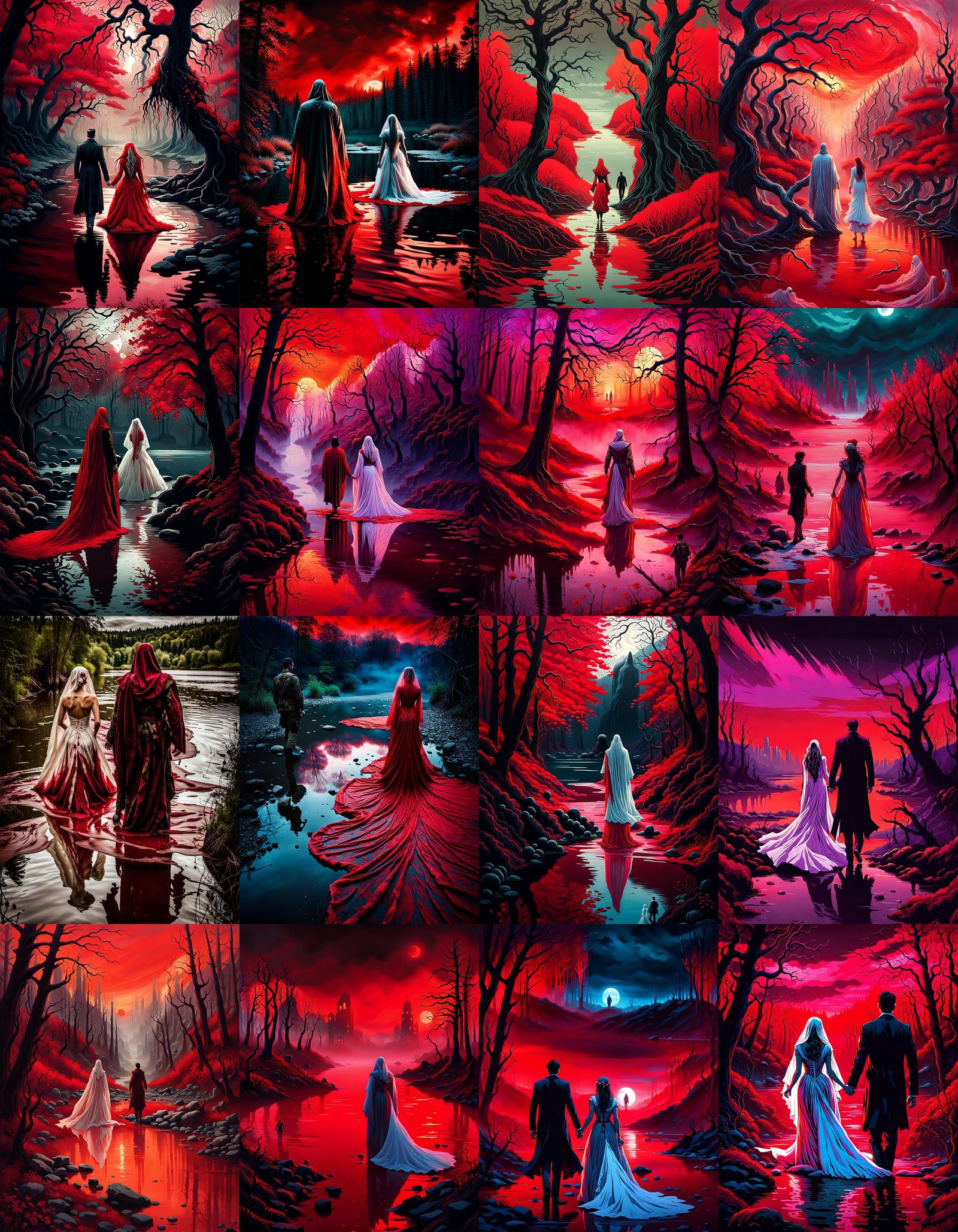 Mysterious Couple Walks Down Apocalyptic River of Blood