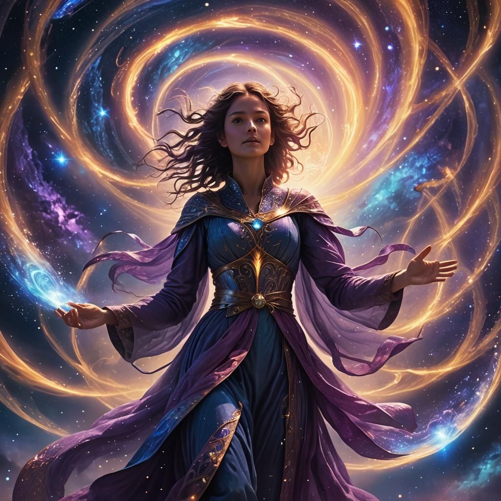 Ethereal Entity Materializes in Cosmic Vortex