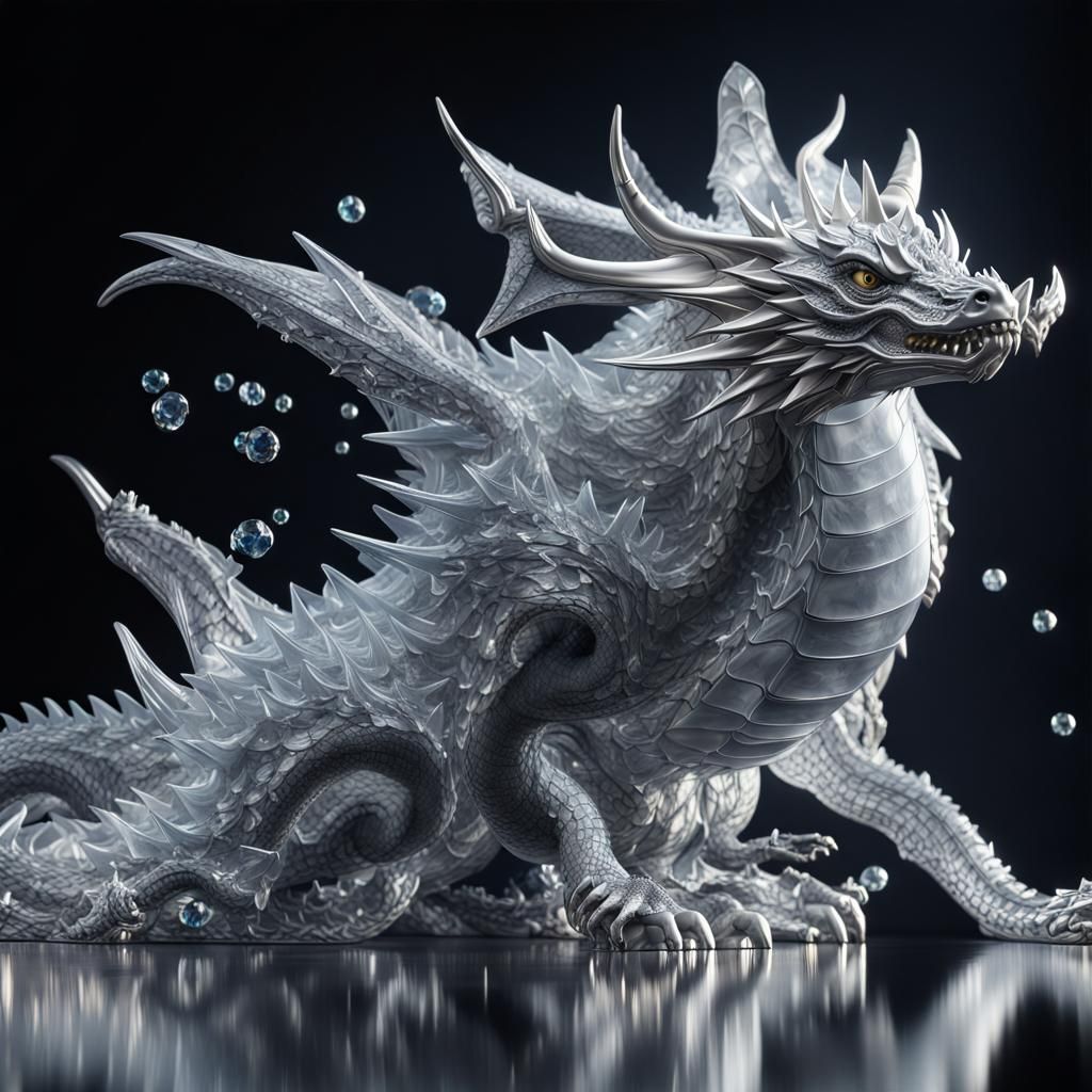 Crystal Dragon 3D Render: Epic Proportions