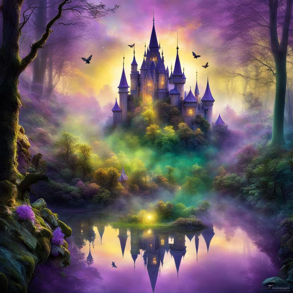 Enchanted Fairy Castle in Misty Forest