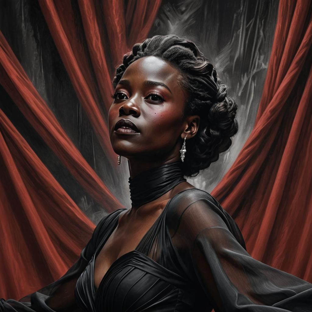 Dramatic Charcoal Portrait of Dancer on Stage