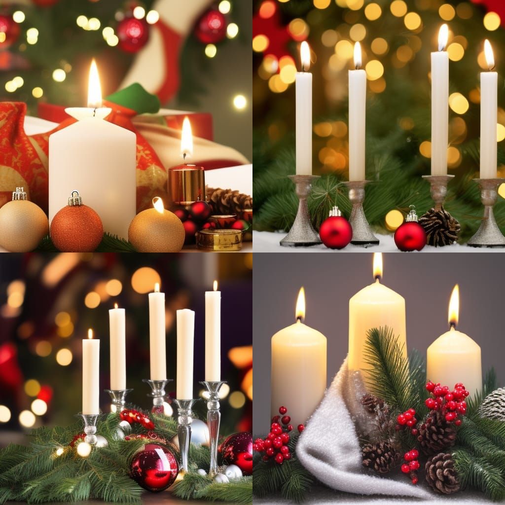 Cozy Christmas Still-Life with Candles and Bokeh