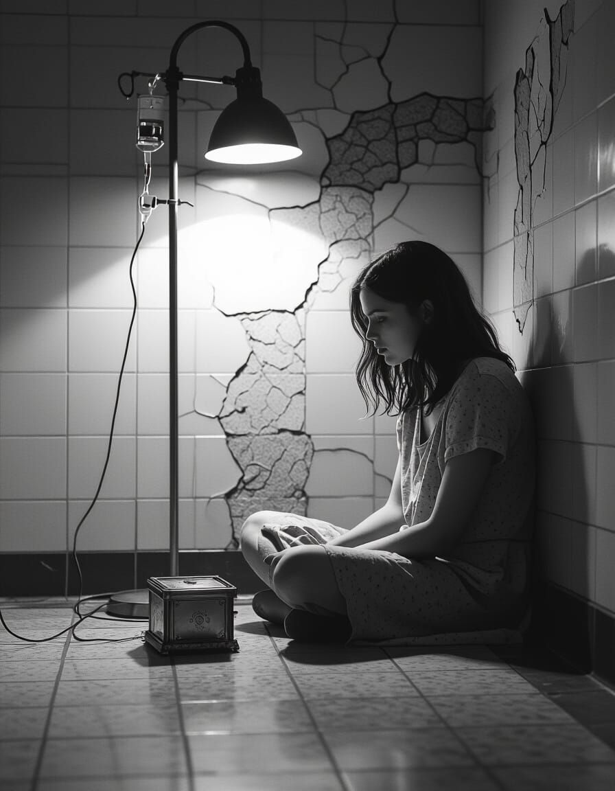 Psychological Thriller Book Cover in Cinematic Black and Whi...