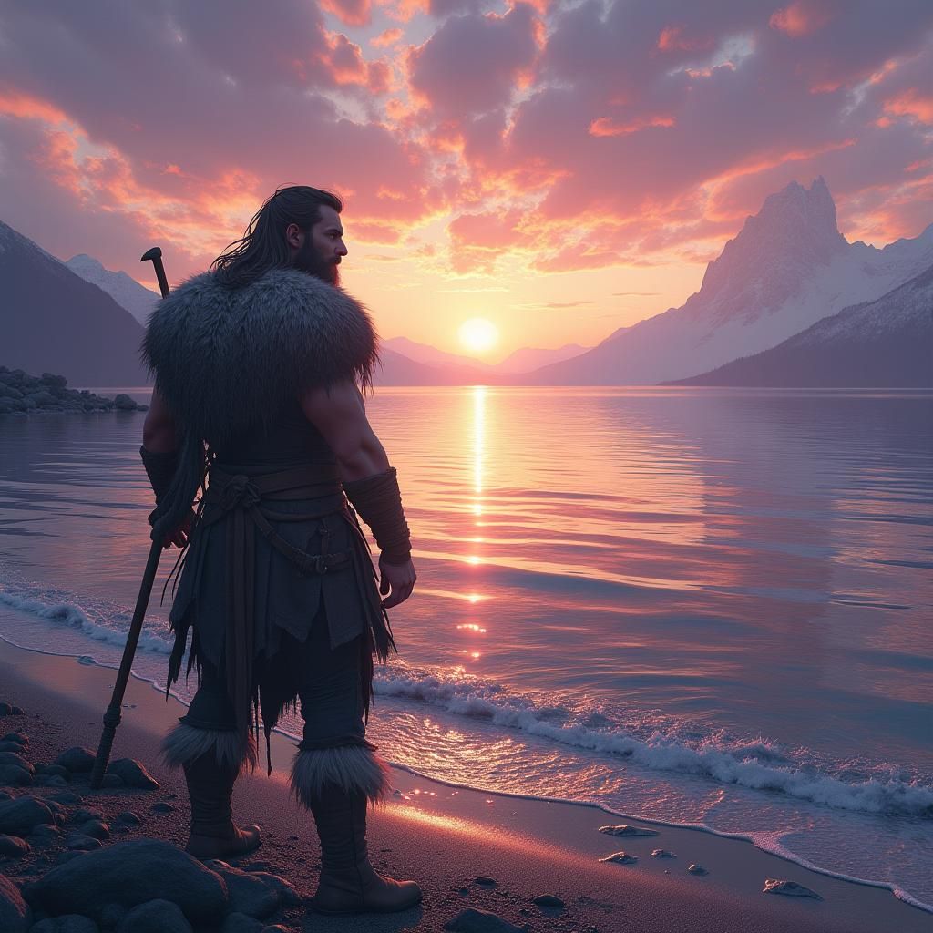 Norse Warrior at Mystical Lake of Primal Substance