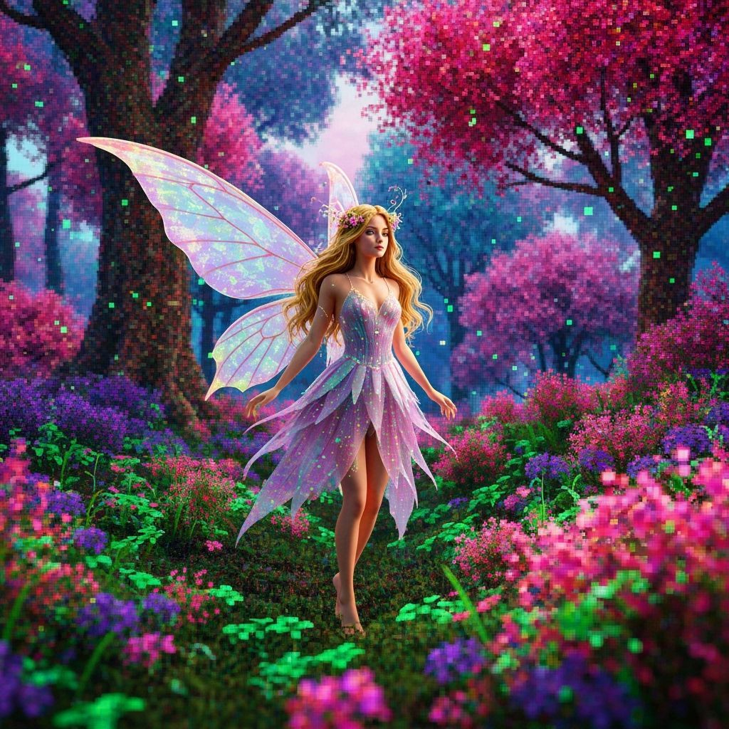 Ethereal Fairy in Data Moshing Style