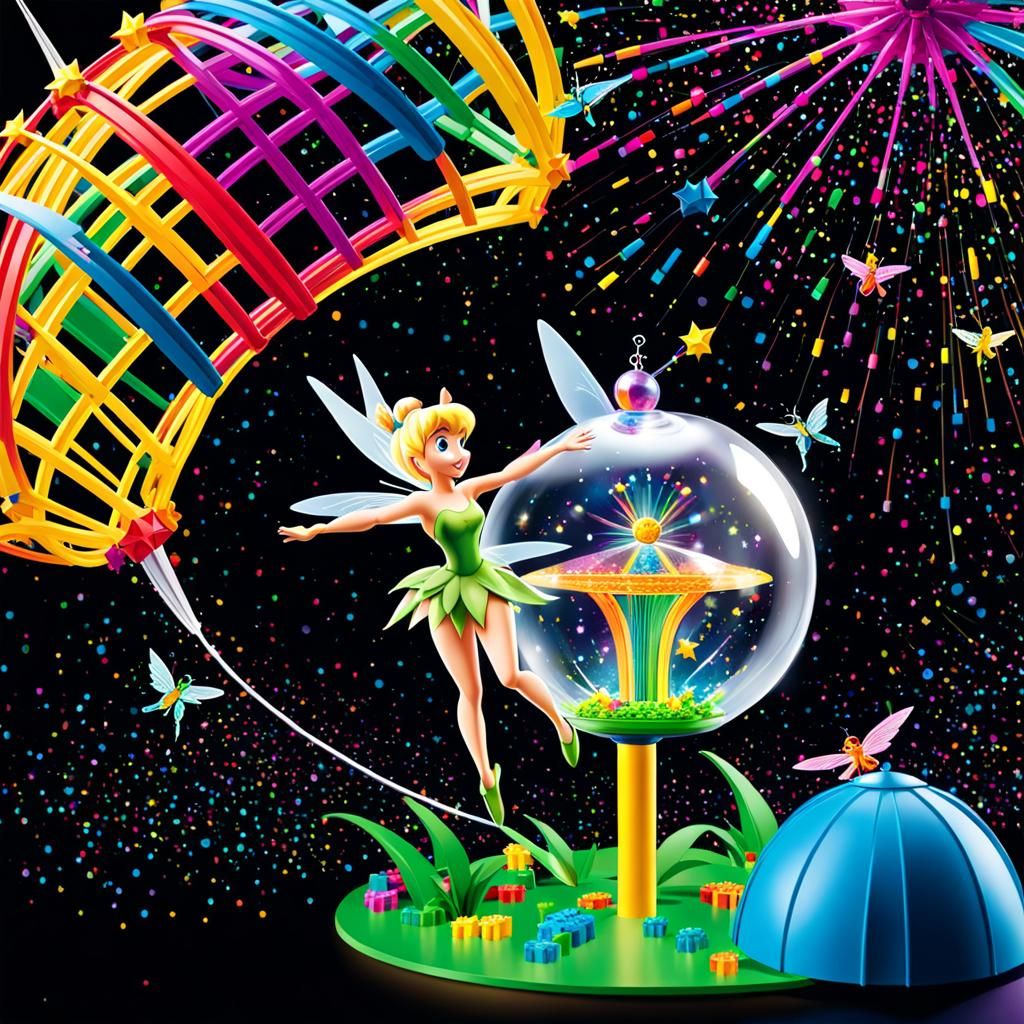 Tinkerbell Sprinkling Pixie Dust Over K'Nex Dome