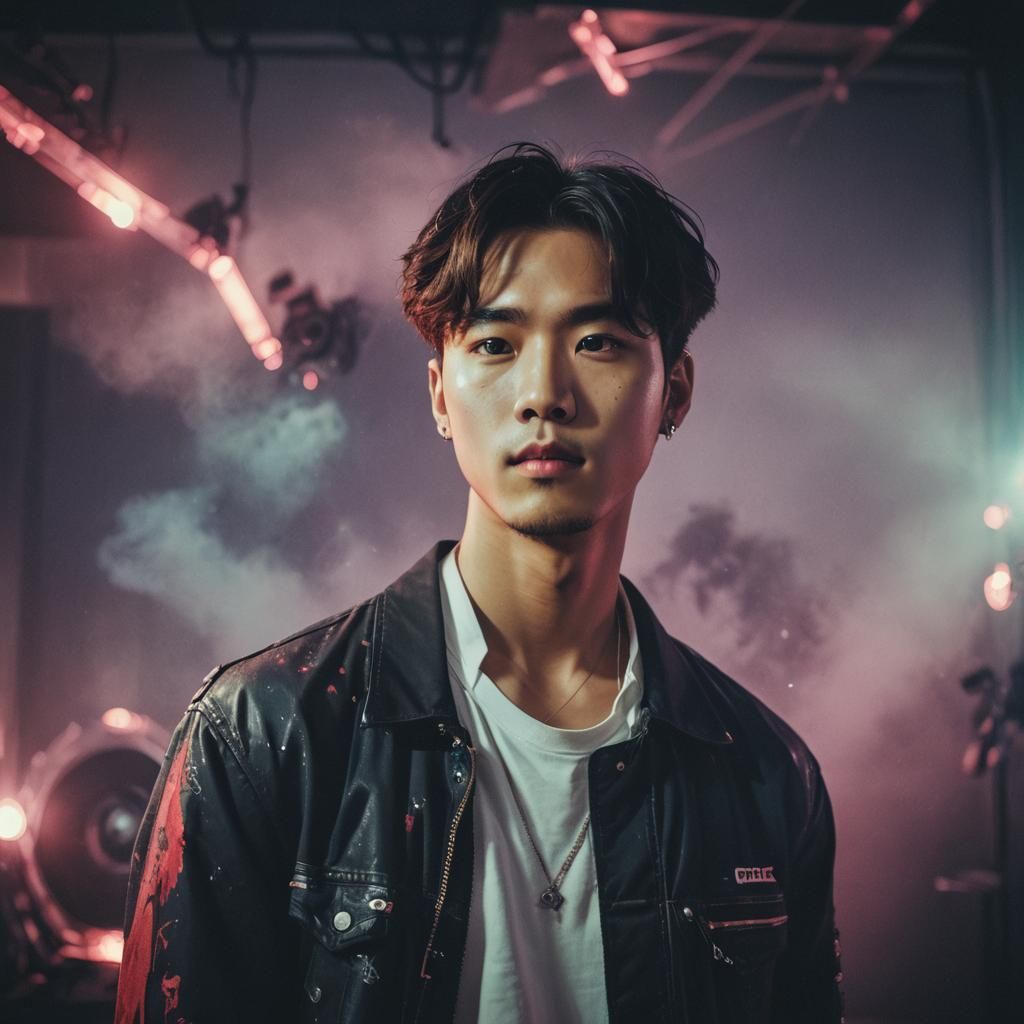 Attractive K-Pop Artist Portrait in Cinematic Style