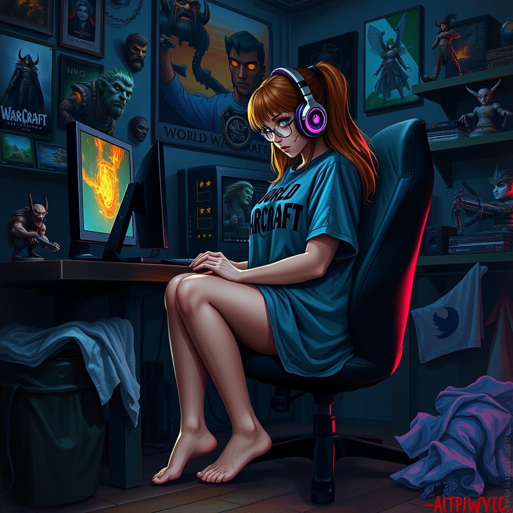 Gamer Girl in Dark Fantasy Style
