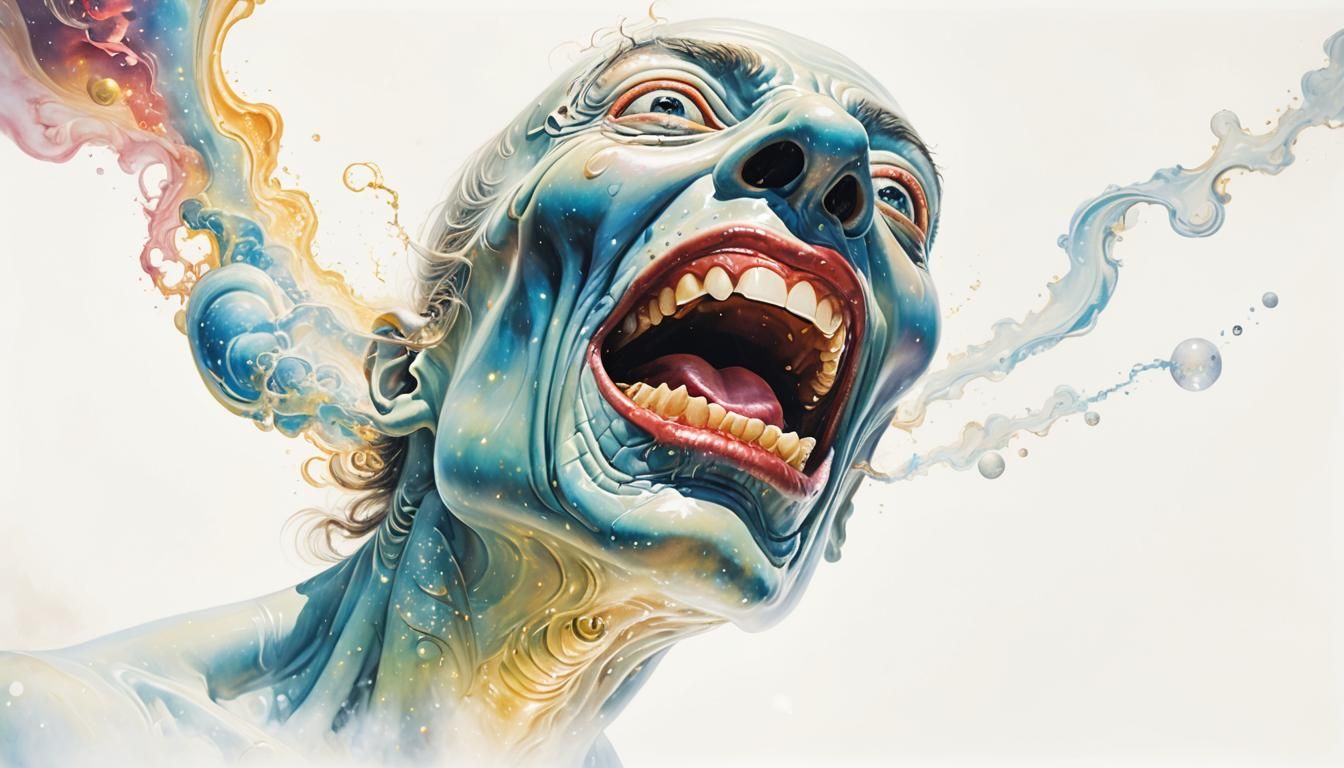 Surreal Alien Portrait Blowing Starlight into Space