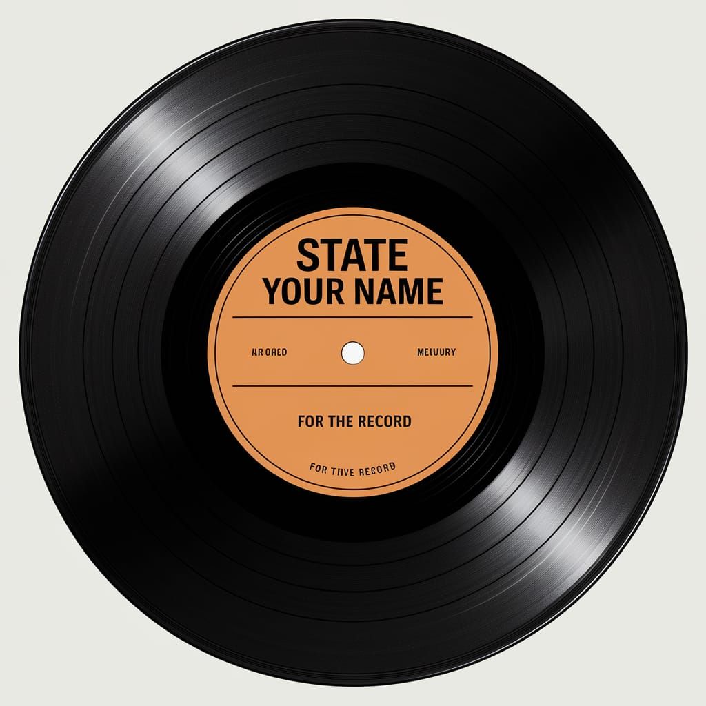 Vintage Vinyl Record Center Label in Black