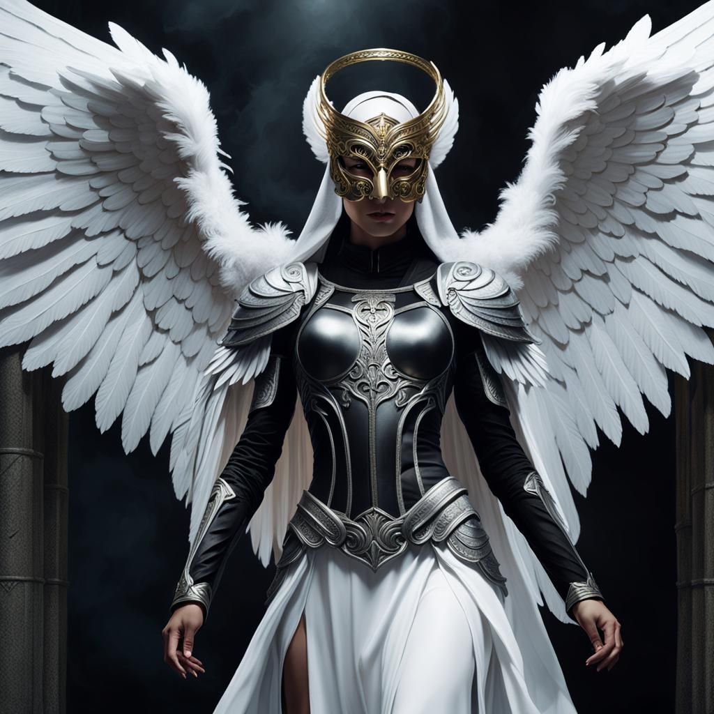 Angel Cleric in Dark Fantasy Art Nouveau Style