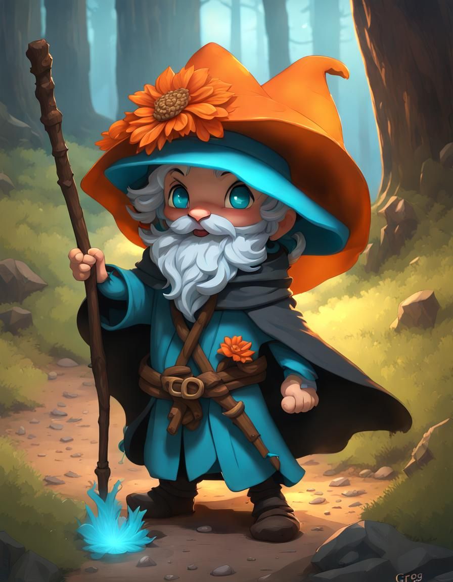 Chibi Mage Concept Art in Dark Fantasy Style
