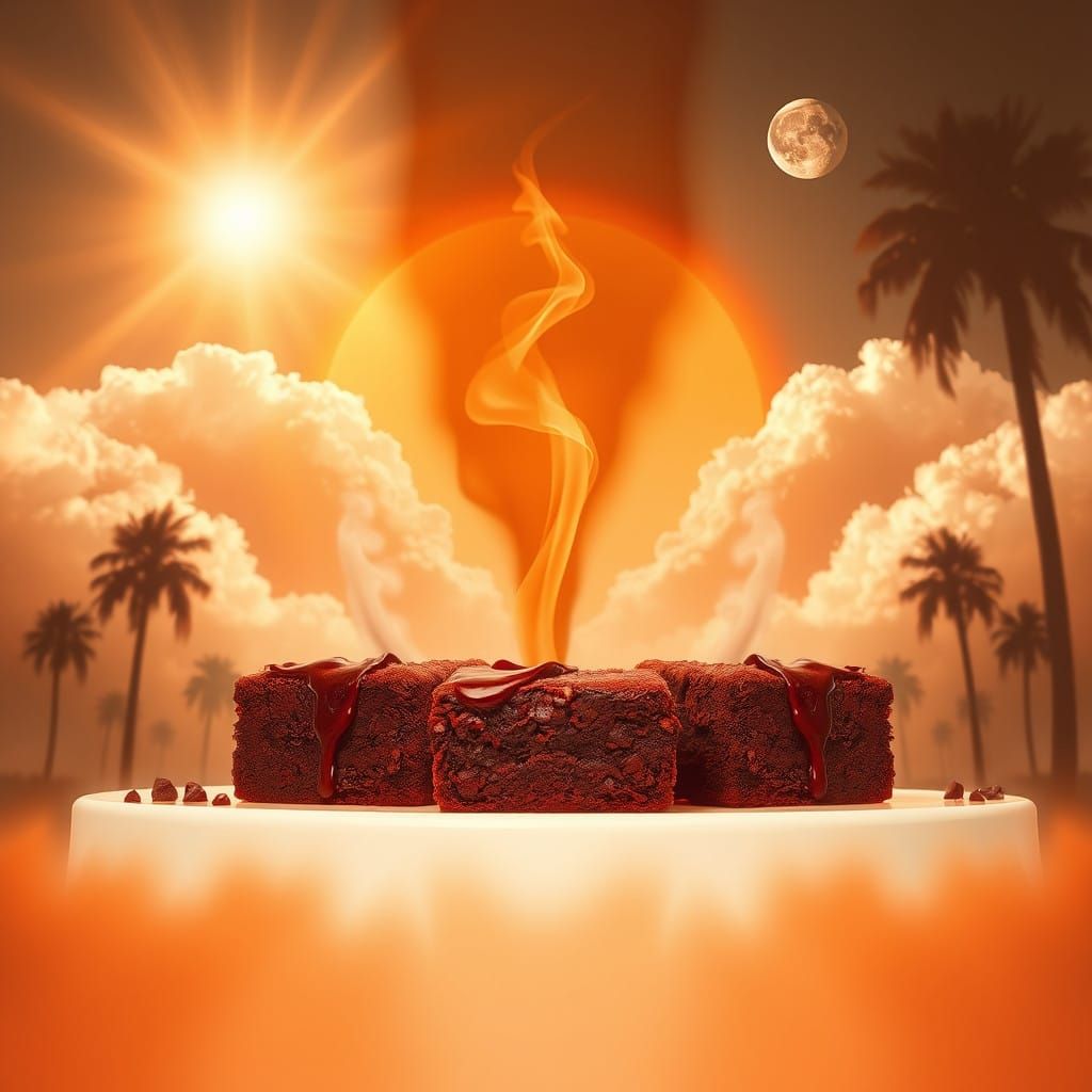 Surreal Album Cover with Brownies and Palm Trees