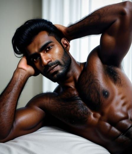 Dark Brown Alpha Man Showcases His Hairy Body