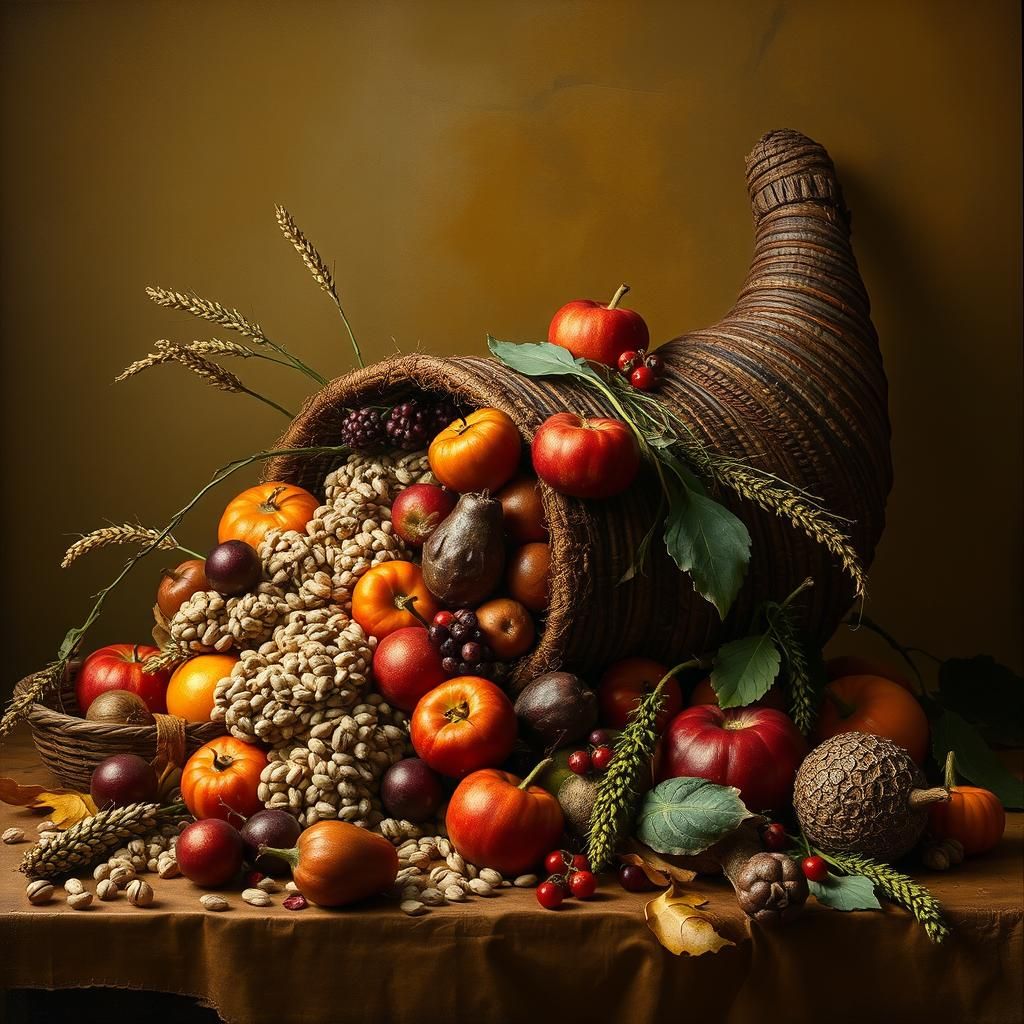 Autumnal Cornucopia Still Life in Renaissance Style