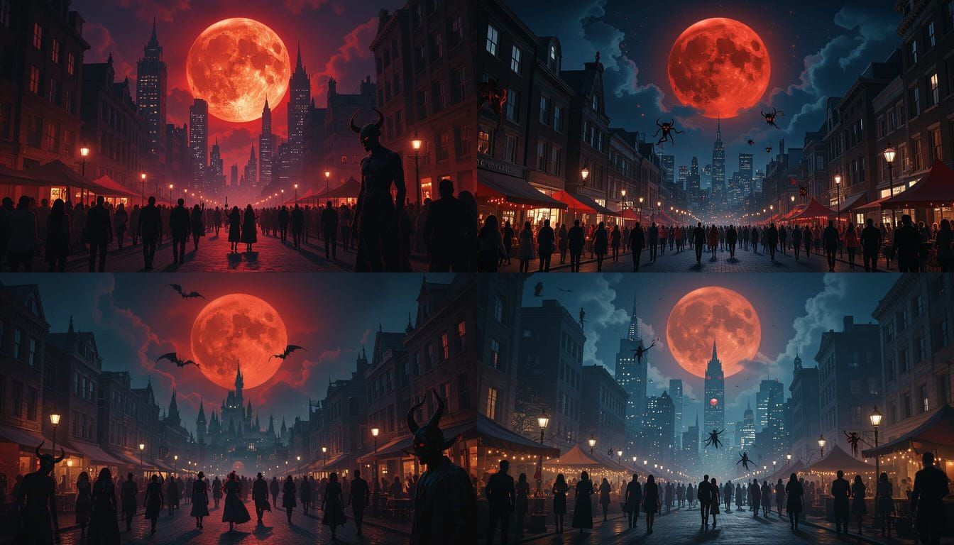 Cinematic Blood Moon Festival in Dark City