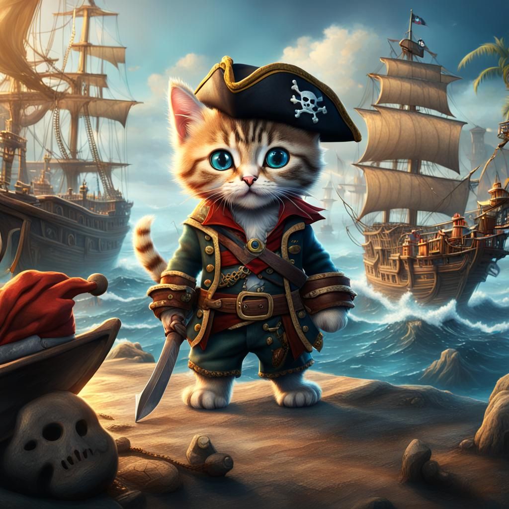Kitten Pirate on the Seven Seas