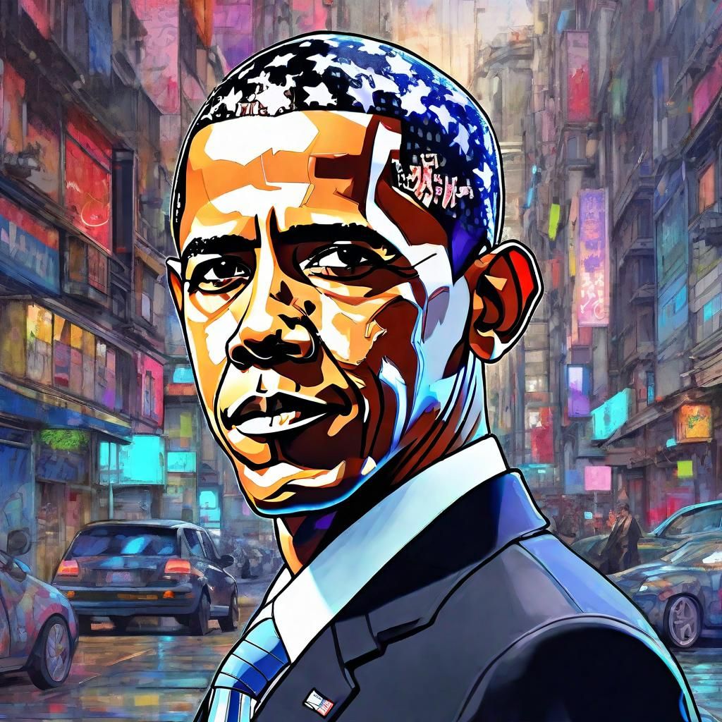 Cyberpunk Anime Portrait of Barack Obama