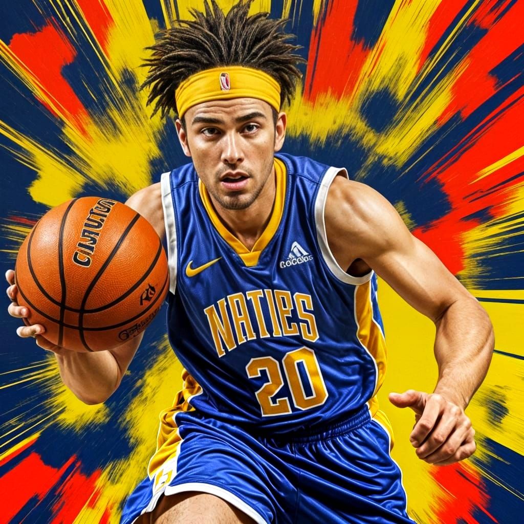 Energetic Basketball Art with Bright Strokes
