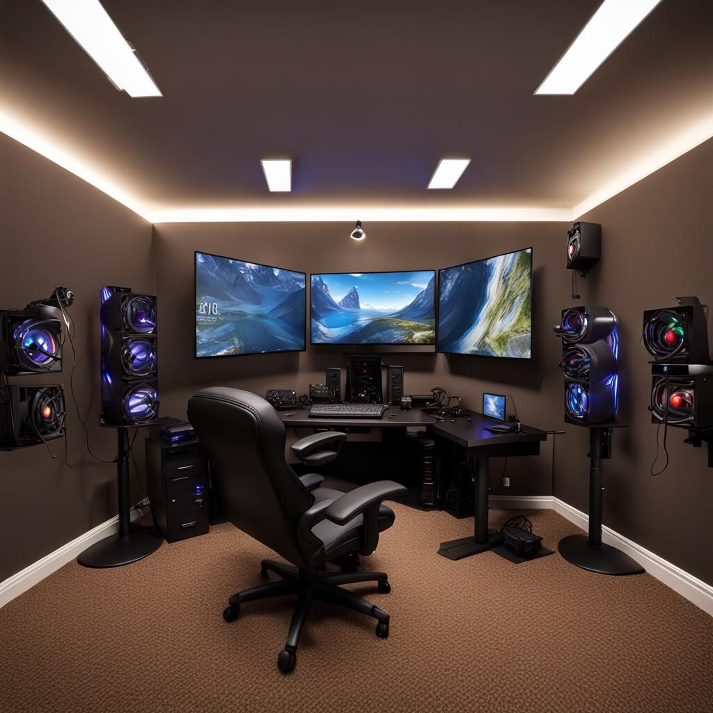 Immersive PC Gaming Room with Flight Simulator