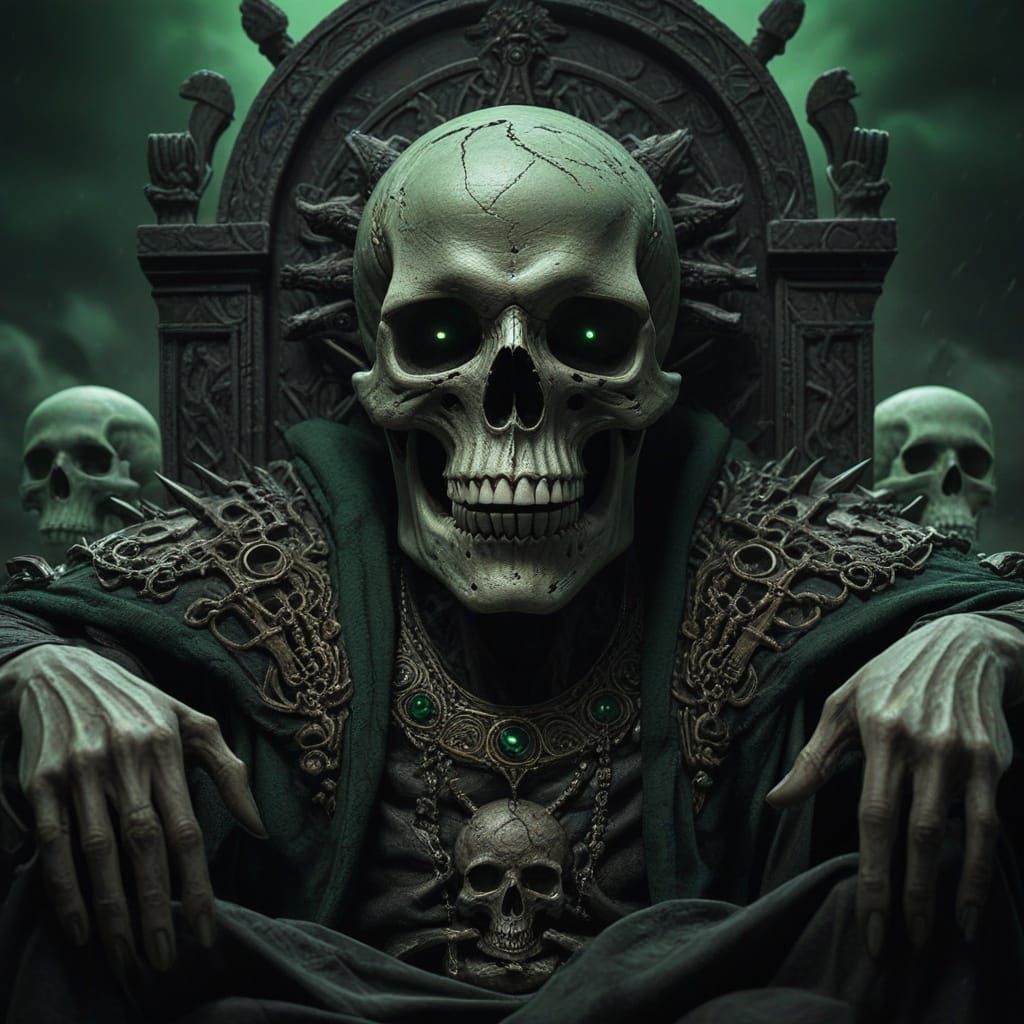 Skull Throne Overlooking Desolate Landscape in Dark Fantasy ...