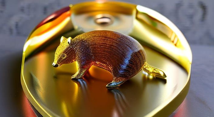 Murano Glass Wombat Sculpture in Amber and Ocher