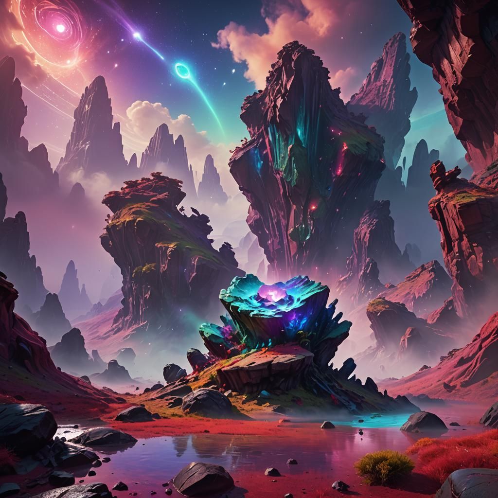 Magical Glowing Rock Formation on an Alien Planet