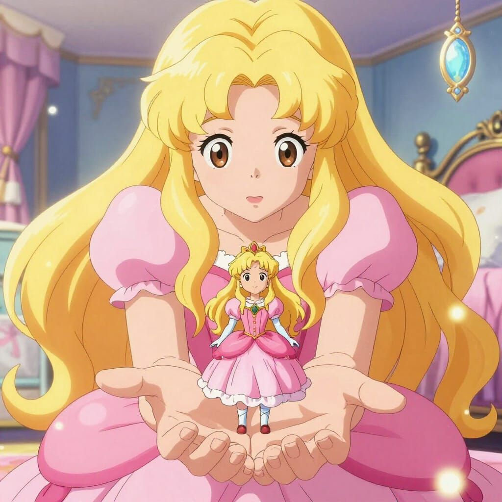 Giantess Playfully Dresses Tiny Boy as Princess