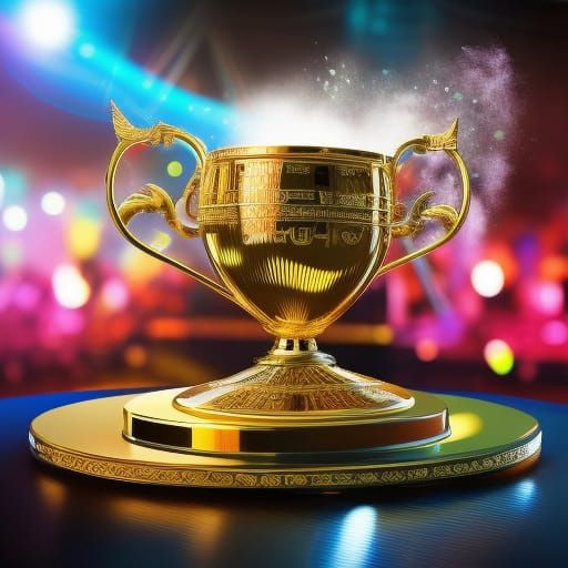 Hyperrealistic Trophies in Splash Art Style