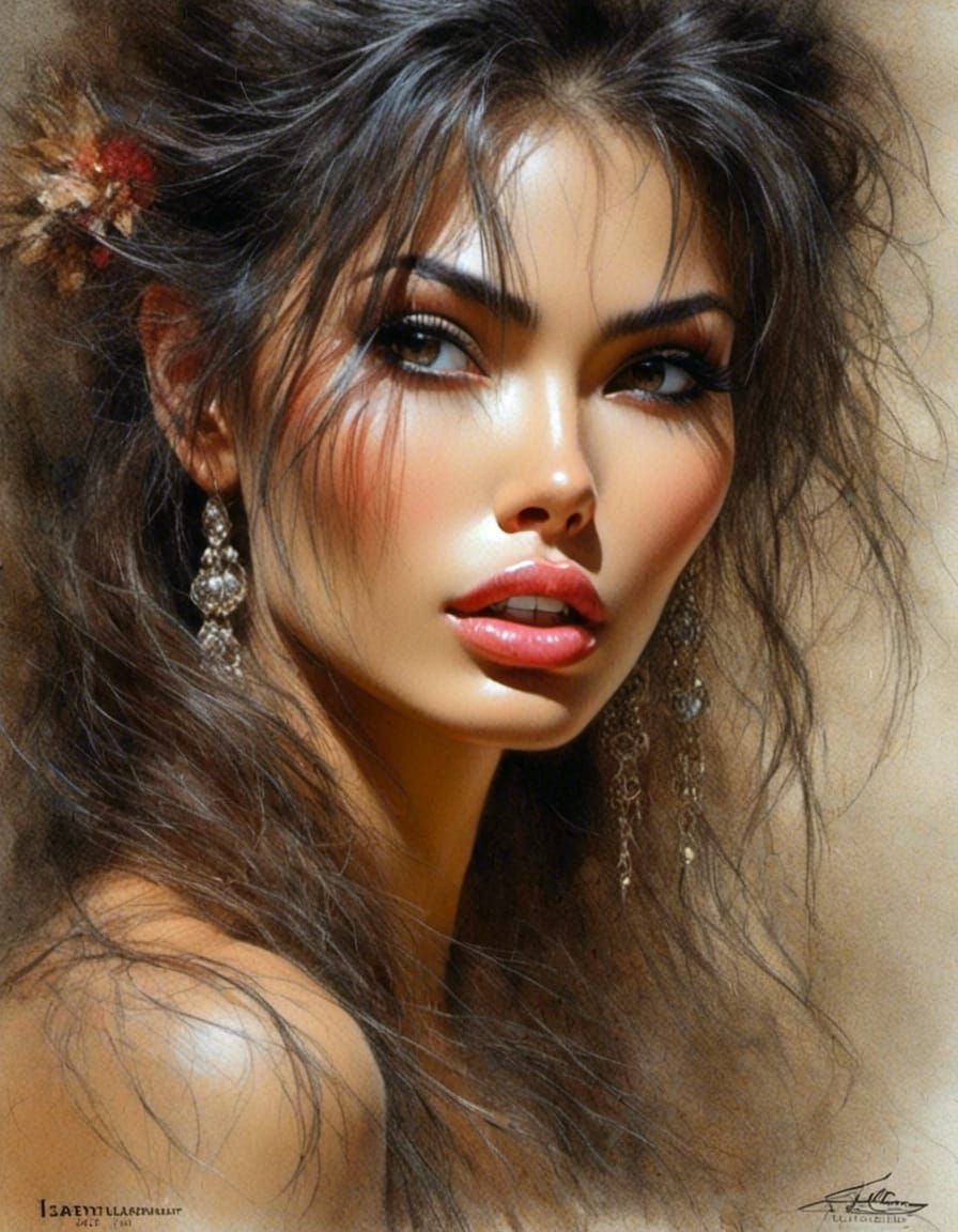 Detailed Portrait of a Beautiful Woman by Royo