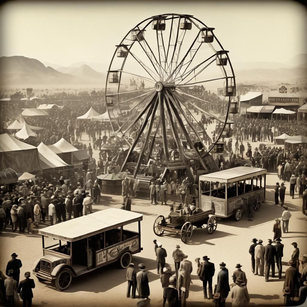 Vintage Desert Carnival Scene from the 1930s