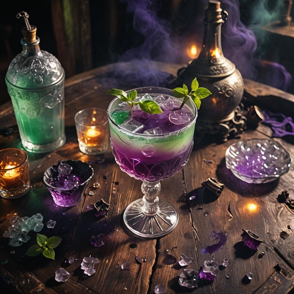 Mysterious Toxic Cocktail in Dark Fantasy Style